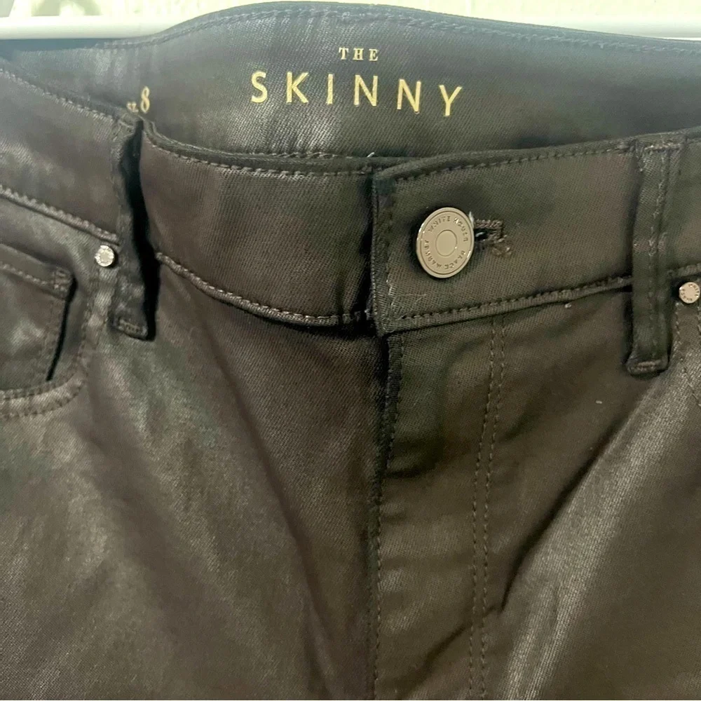 White House Black Market The Skinny High-Rise Coated Skinny Jean Sz 8 Chocolate